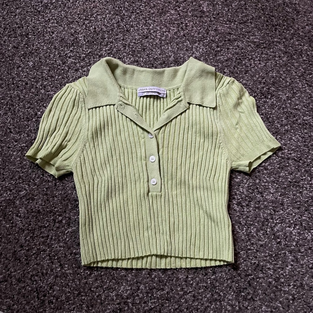 Urban Outfitters green knit polo style crop top